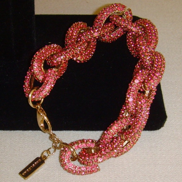 BaubleBar Pink Rhinestone Link Chain Bracelet NEW - Picture 7 of 15